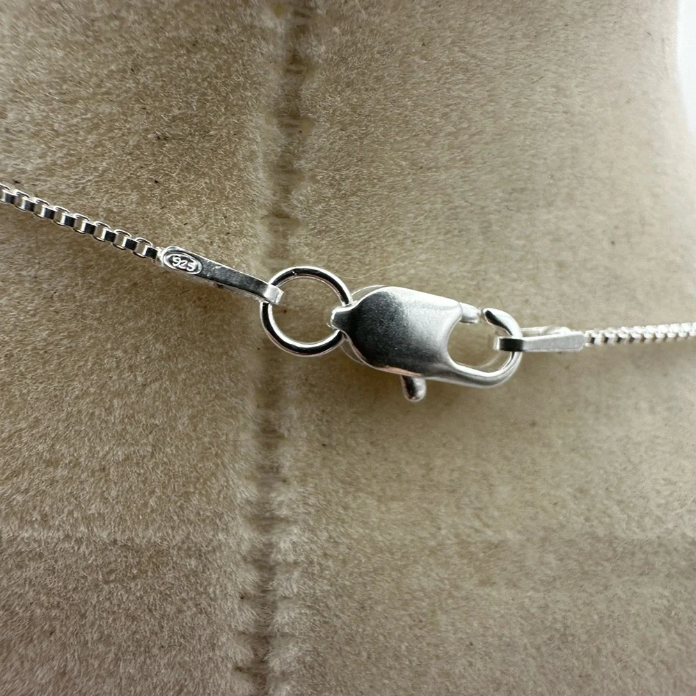 Double Black Stone and Sterling Silver Pendant Necklace on Silver Chain - Picture 5 of 9